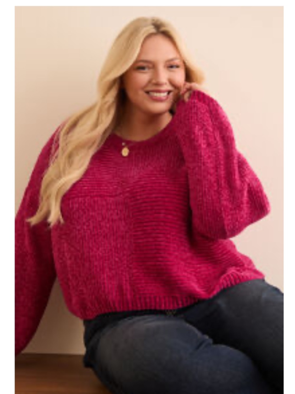 Arula Aspen Fuchsia Chenille Crop Sweater 2X NWT